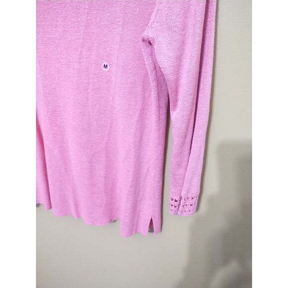 VTG 90s Sag Harbor Long Sleeve V Neck Knit Sweater w Crochet Accents M Barbie - Picture 2 of 6